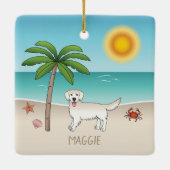 クリームゴールデンレトリバーアットアトロピカルサマービーチ セラミックオーナメント (裏面)