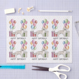 クリームゴールデンレトリバーカラフルハッピーバースデー 薄葉紙