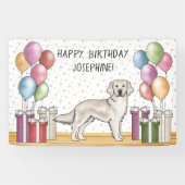 クリームゴールデンレトリバーカワイドッグカラフル誕生日 横断幕 (横)