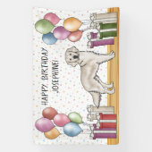 クリームゴールデンレトリバーカワイドッグカラフル誕生日 横断幕 (縦)