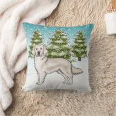 クリームゴールデンレトリバーブルーウィンタークリスマス クッション (ブランケット)