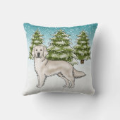 クリームゴールデンレトリバーブルーウィンタークリスマス クッション (裏面)