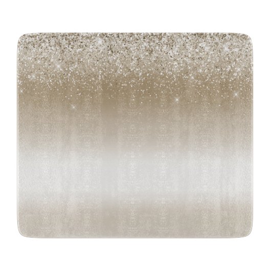 クリームゴールドグリッツグリッター ブライダルシャワー カッティングボード (正面)