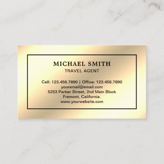 クリームゴールドフェイクフォイルタージマハル旅行代理店 名刺 (裏面)