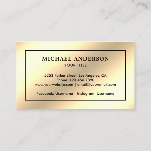 クリームゴールドフェイクフォイルブラック航海のいかり 名刺 (裏面)