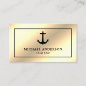 クリームゴールドフェイクフォイルブラック航海のいかり 名刺 (正面)