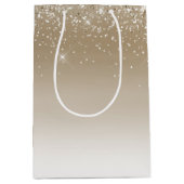 クリームゴールド グリッツ グリッター ブライダルシャワー ミディアムペーパーバッグ (正面)