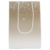 クリームゴールド グリッツ グリッター ブライダルシャワー ミディアムペーパーバッグ (裏面)