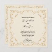 クリームゴールド ヴィンテージ フラワー ウェディング 招待状 (正面/裏面)