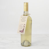 クリームサテンの背景のピンクの蝶 ボトルネックタグ (アングル)