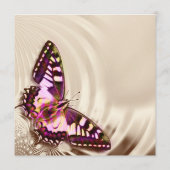 クリームサテンの背景のピンクの蝶 メニュー (裏面)