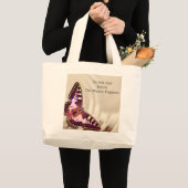 クリームサテンの背景のピンクの蝶 ラージトートバッグ (正面(商品))