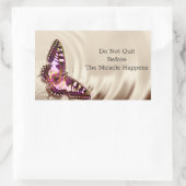 クリームサテンの背景のピンクの蝶 長方形シール (バッグ)