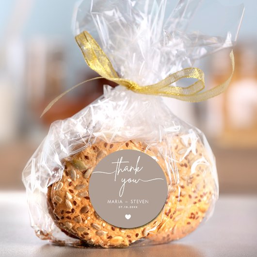 クリームシックなミニマルタイポグラフィサンキュー結婚ズ ラウンドシール