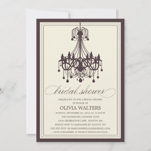 クリームシャンデリア|ブライダルシャワーの招待 招待状 (正面)