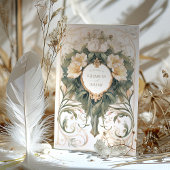 クリームシャンパンボタニカルアールヌーボー結婚ズ 招待状