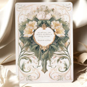 クリームシャンパンボタニカルアールヌーボー結婚ズ 招待状