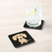 クリームショートヘアのダックシュンドかわいい漫画の犬 コースター (右側)