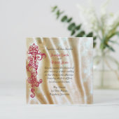 クリームシルクアンドレッドスクロールポー結婚式招待状 招待状 (スタンド正面)