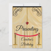 クリームシルクシアターカーテン誕生日 招待状 (正面)