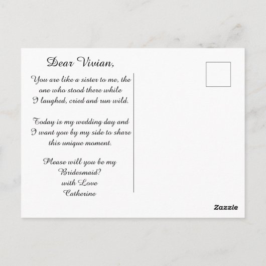 クリームシルク&ハートジェムズブリデスメイド ポストカード (裏面)