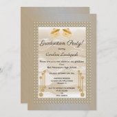 クリームシルク&パール大学院ライトオレンジメタリック 招待状 (正面/裏面)