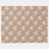 クリームジンジャーブレッドクッキーハートクリスマス フリースブランケット (正面(横))