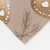 クリームジンジャーブレッドクッキーハートクリスマス フリースブランケット (角)