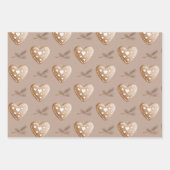 クリームジンジャーブレッドクッキーハートクリスマス ラッピングペーパーシート (正面)