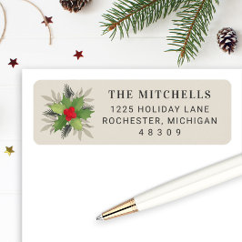 クリームスエレガントクリスマスグリーン差出人住所 ラベル
