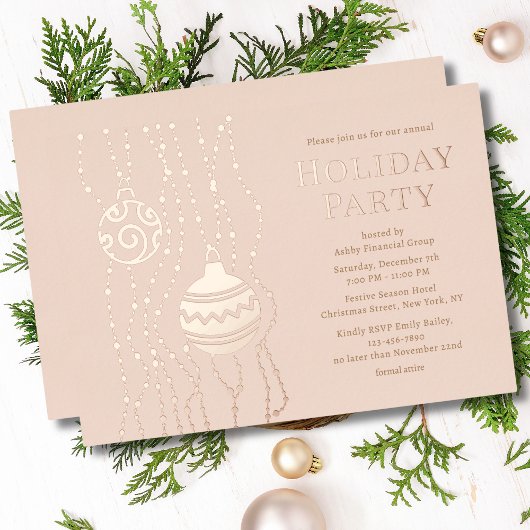 クリームスエレガントクリスマパーティー企業のホリデイ 箔招待状