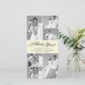 クリームスエレガントト型スカロップバンド6フォトシック結婚ズ サンキューカード (スタンド正面)