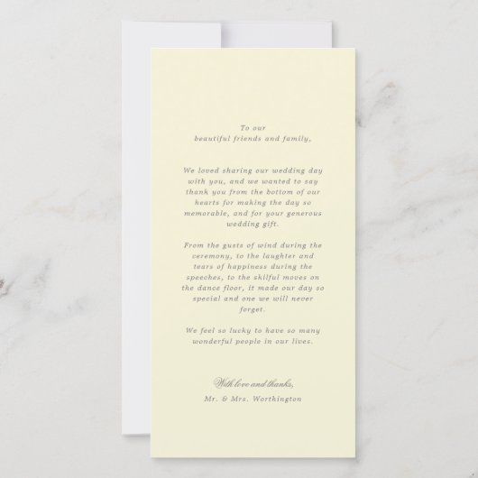 クリームスエレガントト型スカロップバンド6フォトシック結婚ズ サンキューカード (裏面)