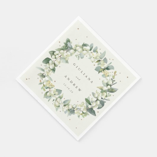 クリームスエレガントノーベリー+ユーカリリース結婚ズ スタンダードランチョンナプキン (角)