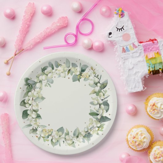 クリームスエレガントノーベリー+ユーカリリース結婚ズ ペーパープレート (パーティー)