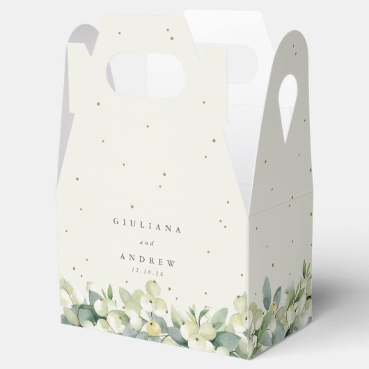 クリームスエレガントノーベリー+ユーカリ冬の結婚式 フェイバーボックス (オープン)