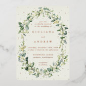 クリームスエレガントノーベリー+ユーカリ冬の結婚式 箔招待状 (正面)