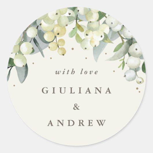 クリームスエレガントノーベリー+ユーカリ結婚ス ラウンドシール (正面)