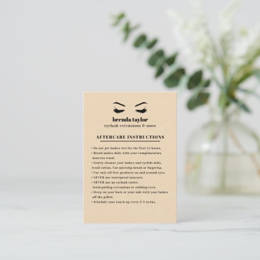 クリームスエードアイラッシュブラウバーアフターケアの指示 名刺 (スタンド正面)