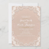クリームスエードレザーヴィンテージレースウェスタン結婚ズ 招待状 (正面)