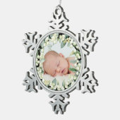 クリームスノーベリークリスマスリース写真 スノーフレークピューターオーナメント (右)