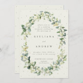 クリームスノーベリー+ユーカリウェディングレセプションのみ 招待状 (正面/裏面)