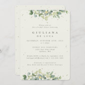 クリームスノーベリー+ユーカリスウィンターブライダルシャワー 招待状 (正面/裏面)