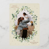 クリームスノーベリー+ユーカリスクリスマスフォト 箔シーズンカード (正面)