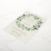 クリームスノーベリー+ユーカリリースウィンターウェディング 箔招待状 (回転した状態)