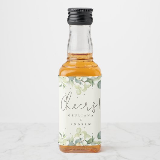 クリームスノーベリー+ユーカリ冬のウェディングミニ リキュールボトルラベル (正面)