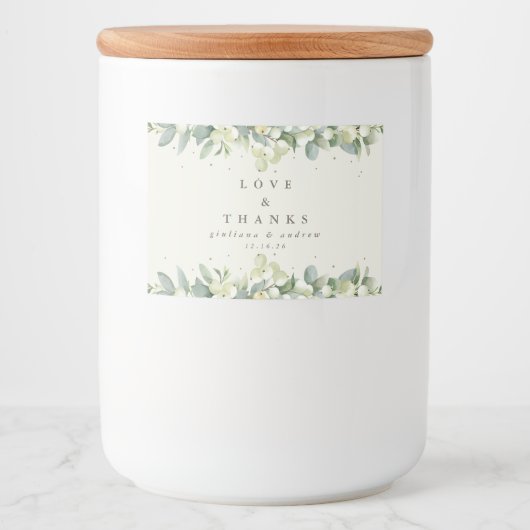 クリームスノーベリー+ユーカリ冬の結婚式のお願い フードラベル (正面)