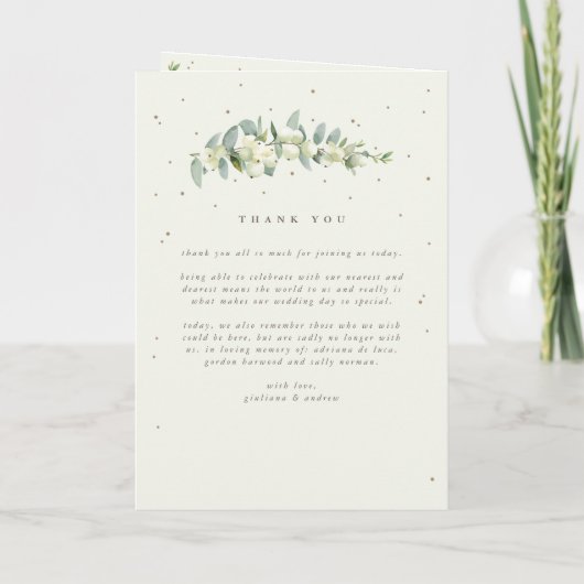 クリームスノーベリー+ユーカリ冬の結婚式の折り畳み プログラム (裏面)