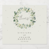 クリームスノーベリー+ユーカリ冬の結婚式 ビールラベル (シングルラベル)