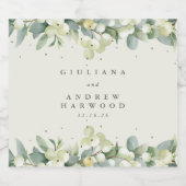 クリームスノーベリー+ユーカリ冬の結婚式 リキュールボトルラベル (シングルラベル)